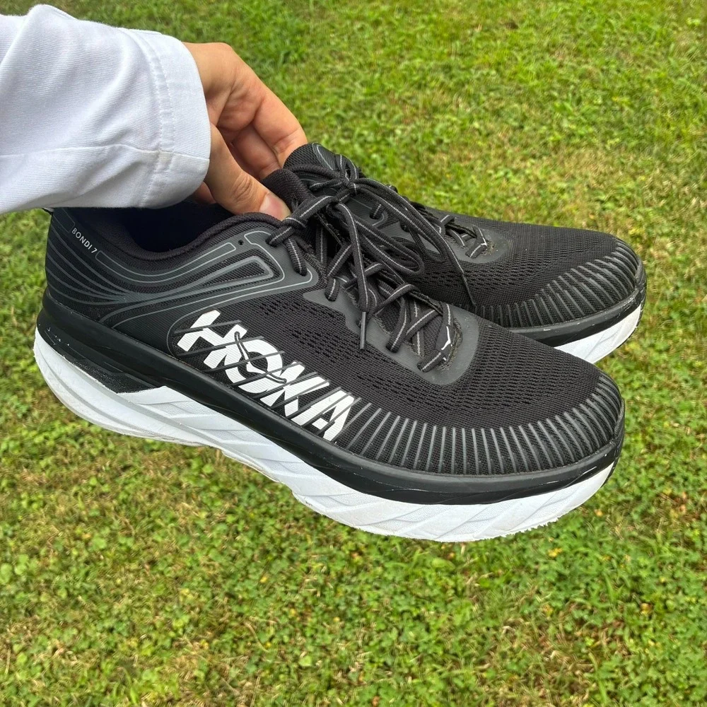Hoka Bondi 7 Black White Men's Road Running Sneakers Size 12.5